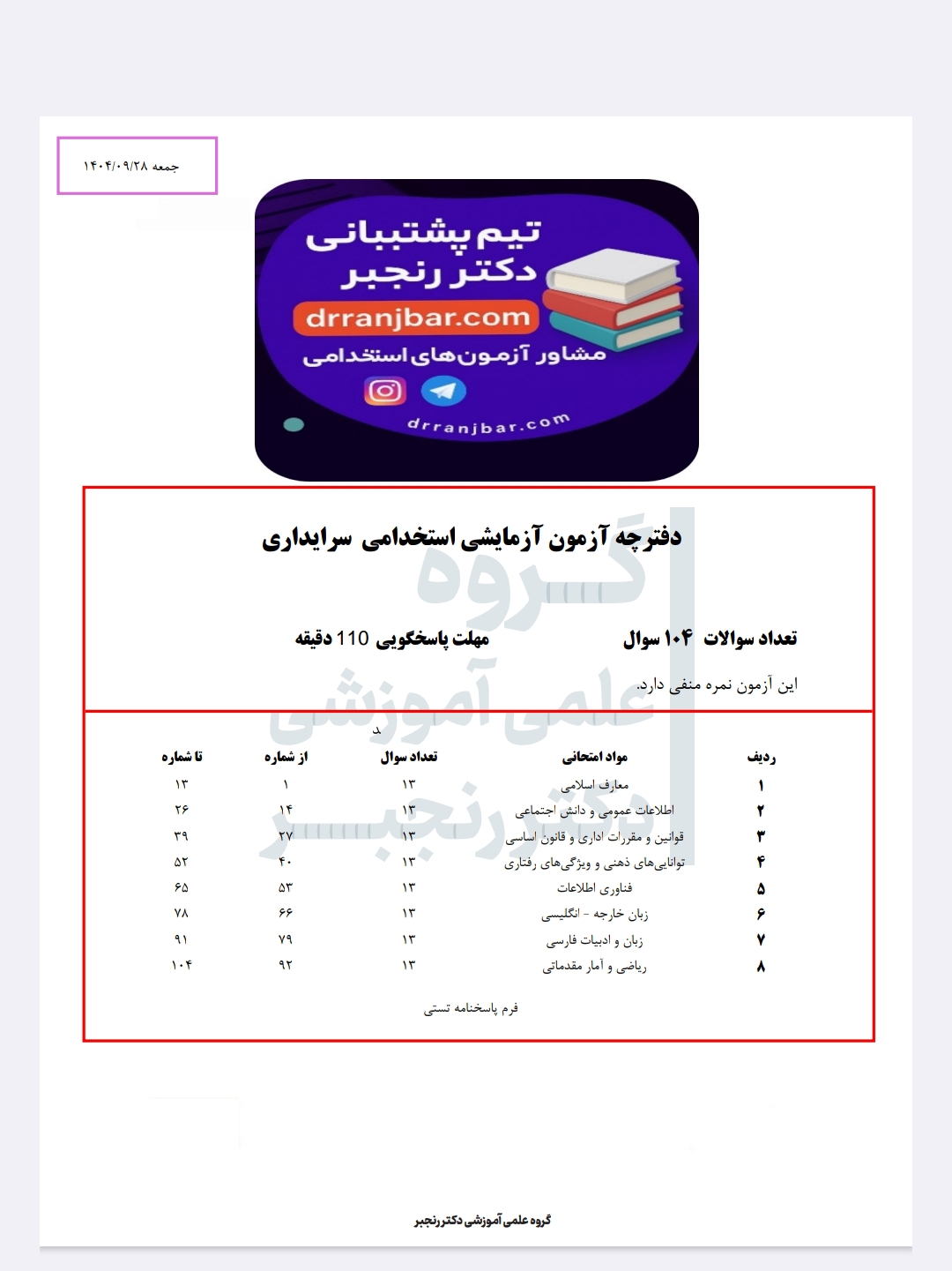 پکیج شب امتحان آزمون سرایداری ( 2 تا آزمون شبیه سازی شده) - Image 2